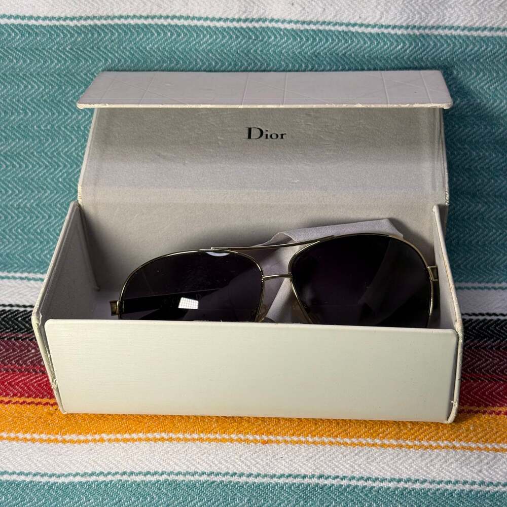 Christian Dior Aviator Sunglasses - Gold Frame with Dark Tinted Lenses